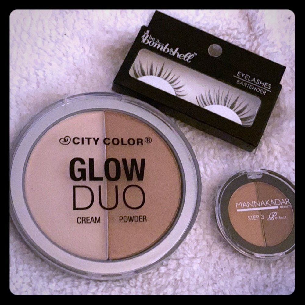 Mixed set of 5 eye and facial makeup items (see listing below) in a clear bag.